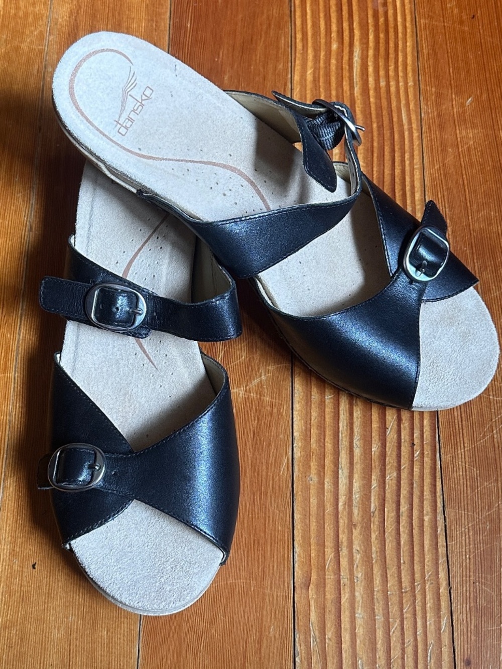 DANSKO Lottie Leather Slide Sandal Black Size 11 EU42